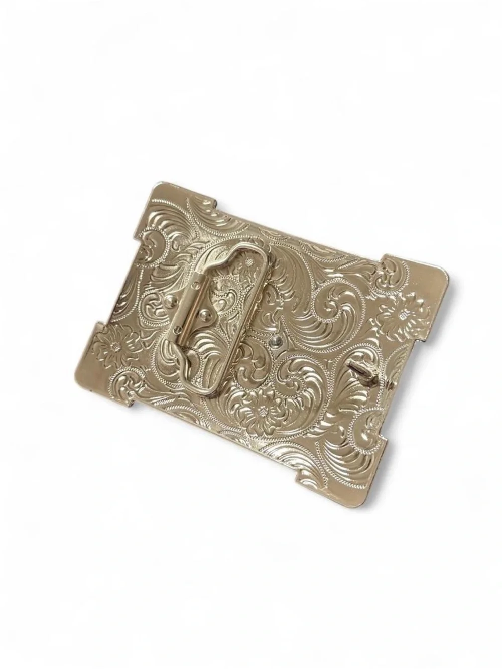 Silver-Tone Western Buckle with Gold Longhorn Accent